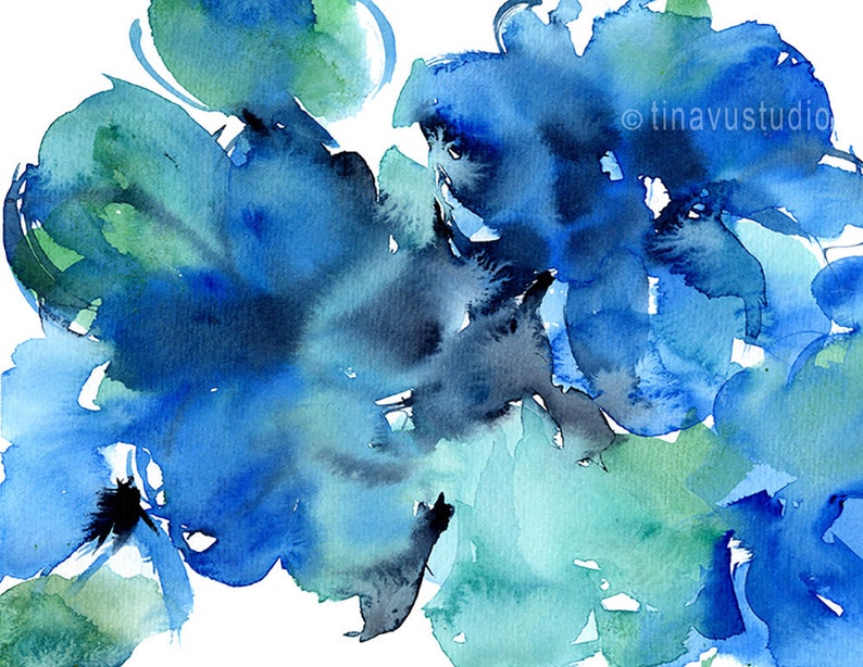 Abstract Blue Floral Instant Download Digital Blue Art Etsy