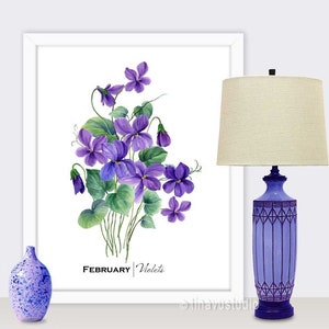 watercolor violet flowers, DIGITAL DOWNLOAD, February birth month flower, violet flower, February birthday, watercolor violet painting