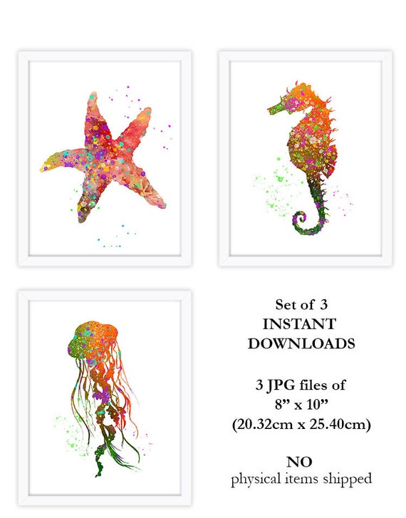 nautical artwork printable, star fish, sea horse, jelly fish, purple and orange artwork, printable watercolor wall artwork, electronic down load artwork, child place image relating to Printable Star Fish referred to as nautical artwork printable, star fish, sea horse, jelly fish, crimson and orange artwork, printable watercolor wall artwork, electronic obtain artwork, baby house