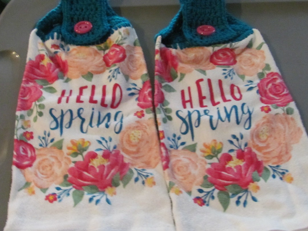 These Are Homemade Crocheted Kitchen Towels Hello Spring in Flower ...