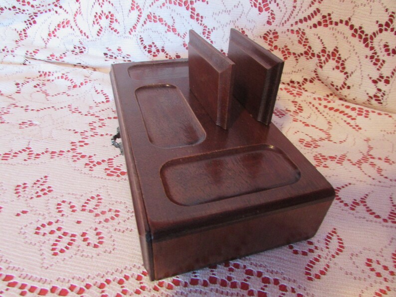 VINTAGE Wood Valet Tray Office Organizer VTG Desk Organizer VINTAGE Organizer For Father/'s Day Gift Jewelry Storage