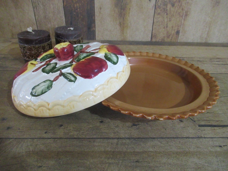 Vtg small Apple Pie holder Apple shaped pie plate with lid Etsy