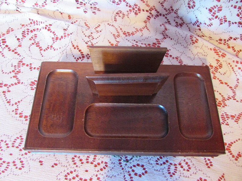 VINTAGE Wood Valet Tray Office Organizer VTG Desk Organizer VINTAGE Organizer For Father/'s Day Gift Jewelry Storage