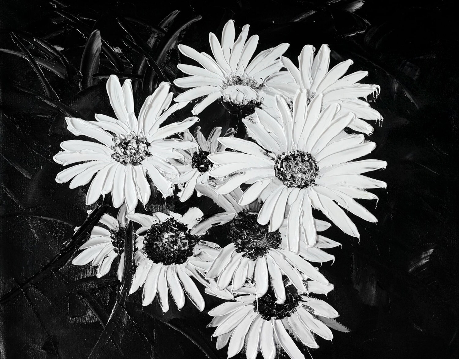 Black and White Daisies Flower Print Giclee Fine Art Print Etsy