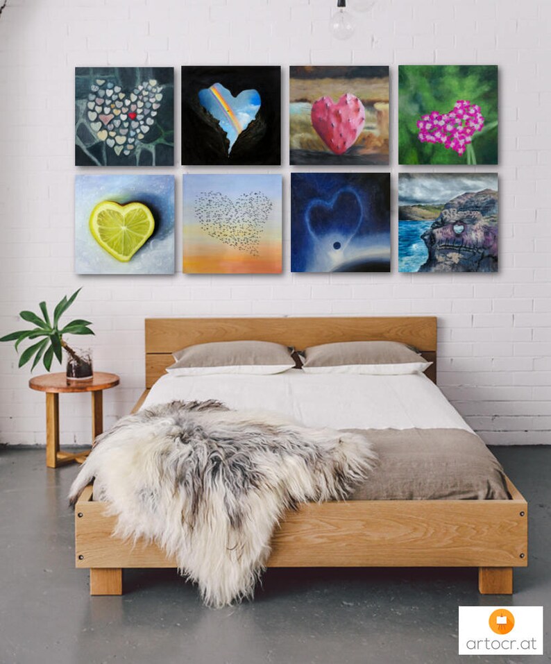 Rainbow Art Heart Painting Heart Wall Art Rainbow Wall Art Etsy