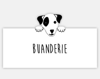 Black and white dog door sign customizable text
