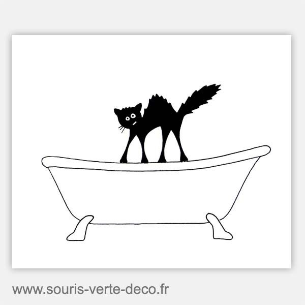 Plaque de Porte Salle Bains Chat Noir Humoristique, Déco Bains, Panneau Porte, Catlovers, Coloris et