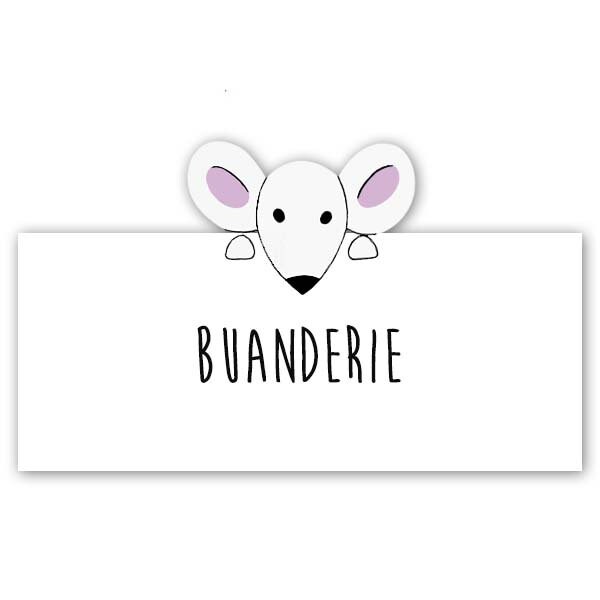 Plaque de Porte Souris Blanche Texte Personnalisable