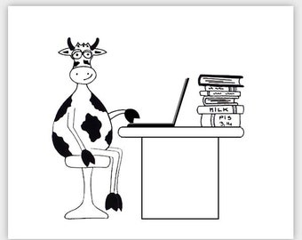 Black and white cow study room sign,office door sign,customizable sign,housewarming custom gift,funny  office sign, funny cow sign,cow sign
