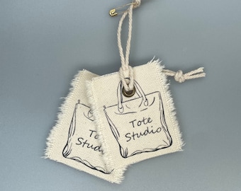 500 pcs custom cotton hang tag,  beige / white cotton hang tag, fabric canvas hang tag for clothing with custom logo- SY0002