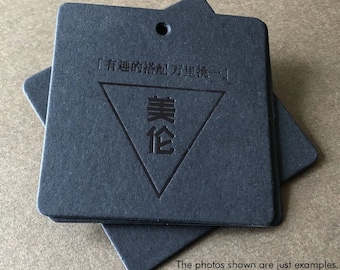 1000PCS Custom Black Hang Tags | Wholesale High quality Square Hang Tags for Clothings,Jeans | Personalized Logo Stylish Boutique tags