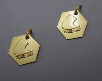 Targhetta in metallo personalizzata con logo, etichetta incisa personalizzata con marchio per borse