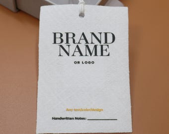 150 Cartellini personalizzati bifacciali in bambù e cotone / Logo, codice QR, branding del sito web