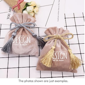 Soft Velvet tassels pouch bag, storage pouch, gift pouch, merchandise bag--XY008