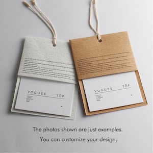 1000 set di etichette personalizzate in carta, etichette in carta color cachi/bianco, con spago, per abbigliamento con logo personalizzato - HXSB002