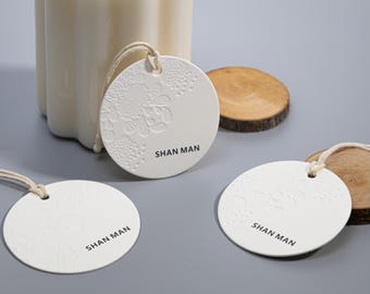1000 etiquetas colgantes redondas personalizadas con logotipo grabado, ecológicas