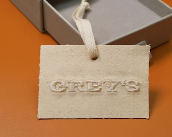 50 etichette personalizzate in cotone fatte a mano con logo / ricamate o stampate / resistenti ed ecocompatibili