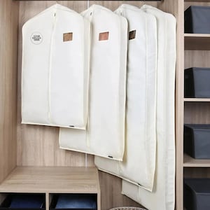 Capa para roupas, capa contra poeira, capa de algodão, organizador de guarda-roupas, armazenamento de roupas, pacote de viagem, logotipo personalizado-SJN001