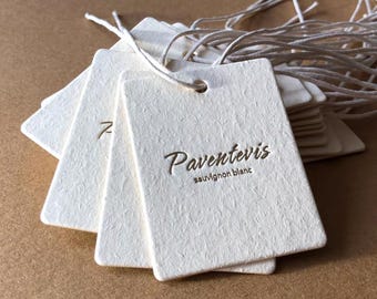 250 Custom Hang Tags, Personalized Clothing Tags, Gold Stamping (2x2.60")