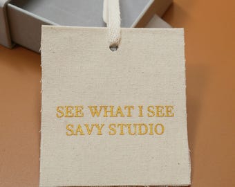 150 etichette personalizzate in cotone / Confezione ecologica per il marchio