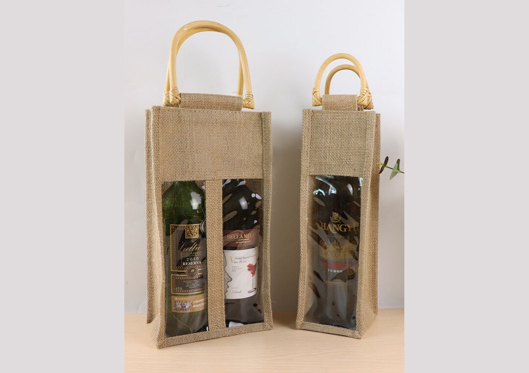 Personalized Linen Wine Bag Bottle Gift Bagreusable Custom Etsy