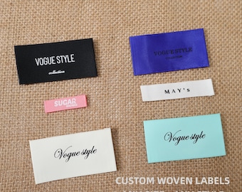 Etichette per abbigliamento personalizzate in tessuto, cartellini in tessuto personalizzati, da cucire in raso (qualsiasi misura)