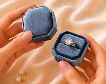 Square Velvet Jewelry Box  • 1, 2,  Ring Box, Pendant Box,Perfect for an Engagement Ring • Proposal Box • Girlfriend Gift