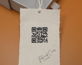 150 Cartellini personalizzati in lino e cotone grigio / Confezione ecologica del marchio