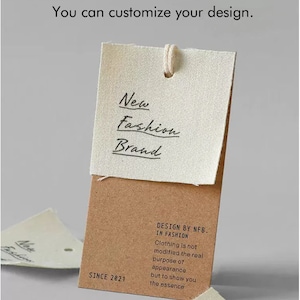 1000 STÜCK Benutzerdefinierte Hang Tags Set | Umweltfreundliche Kraft druckbare Kleideranhänger mit Baumwolletikett für Indie Brands, Niche Boutique | Mit Ihrem Logo