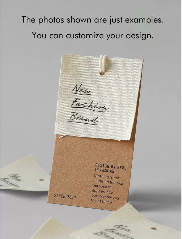 Minimalist paper tags for shirts with simple branding