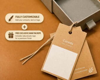 500 szt. spersonalizowanych zawieszek z papieru pakowego | Logo na zamówienie, etykiety odzieżowe