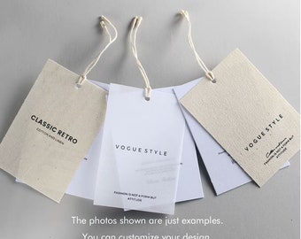 250 set, Custom Cotton and paper Hang Tags, Clothing Labels with String