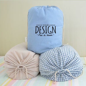 Home Large Organizer Drawstring Storage Bag, Multifunctional Cotton Storage Bag, Clothes/Bedding/Toys Storage Bag, Closet Clothing Organizer