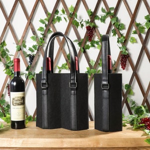 Personalized wine felt gift bag with your logo Wine Red/ Gray/ Blue/ Black / Red/ Brown Single and double wine packing box Wine tote-JBBZ001