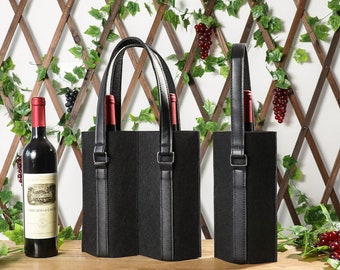 Personalized wine felt gift bag with your logo Wine Red/ Gray/ Blue/ Black / Red/ Brown Single and double wine packing box Wine tote-JBBZ001