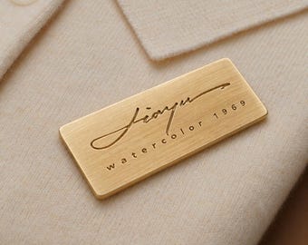 Custom Brass Logo Tag, Personalized Engraved Brand Hardware Label for Bags