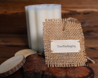 300 etichette personalizzate in tela di iuta con logo / etichette rustiche per imballaggio fatte a mano