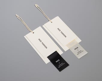 1000 etiquetas colgantes personalizadas para moda / Cinta de seda y etiqueta de papel, diseño gratuito