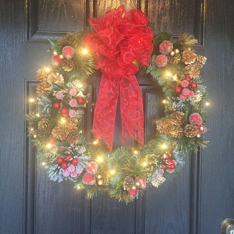 Lighted Wreath For Front Door 18 To 30 Inches With Image 0