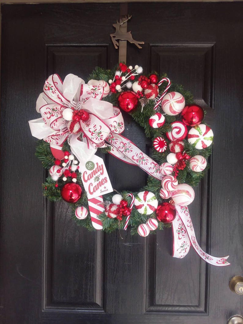 Wreath For Front Door 18 Inches Peppermint Candy Image 0