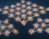 Set of 3 Diamond Shaped Orange Yellow Crocheted Cotton Lace Matching Pattern Doilies RBT0588