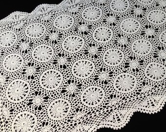 Vintage Crocheted White Lace Table Runner RBT2056 Kitchen & Dining