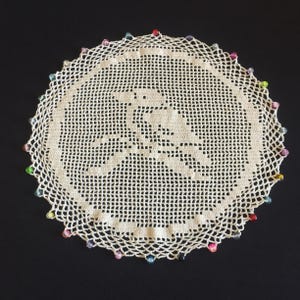 Collectible Mary Card Designed Filet Crochet Beaded Jug Cover MAGPIE / Kookaburra (Book No 4, 1917)