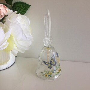1990 Vintage Collectible AVON Crystal Bell with Butterflies Pattern