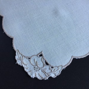 Vintage Hand Embroidered Napkin/Doily with Madeira Cutwork