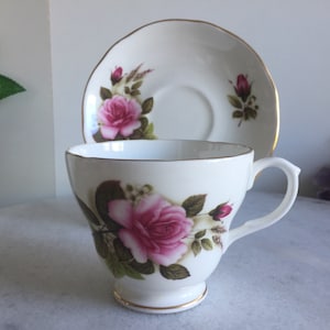 Vintage Duchess (England) Rose Pattern Porcelain Demitasse Teacup and Saucer Duo