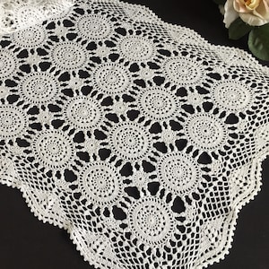 Vintage Crochet Lace Table Runner
