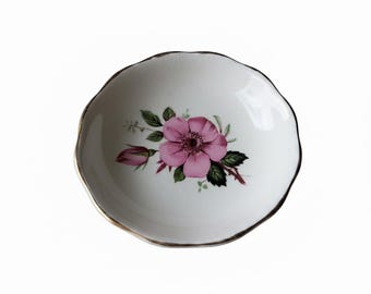 Vintage Old Foley Ring Dish: Wild Rose & Gold, 1950s