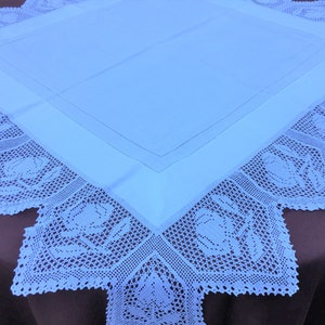 Mary Card &quot;WARATAH&quot; Crochet Lace and Linen Vintage Tablecloth Australian Giant Chart No. 8 (Design First Published in 1912)