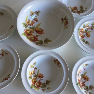 A Meakin 7 Pce Vintage Compote Set. Six plus One Dessert or Soup or Cereal Bowls Combo